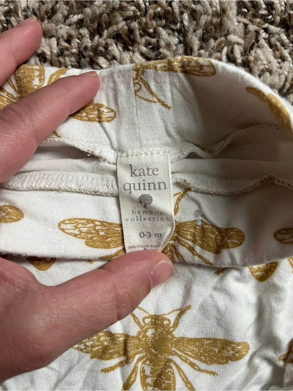 Kate Quinn Gold Bee Print Baby Bloomer Shorts - White